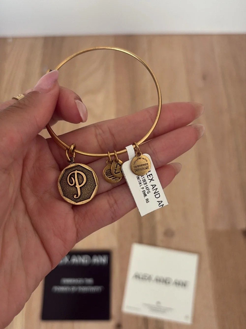 Alex and Ani Gold Tone Expandable Charm Bangle Bracelet